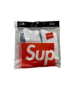 2 Pair White Supreme Socks